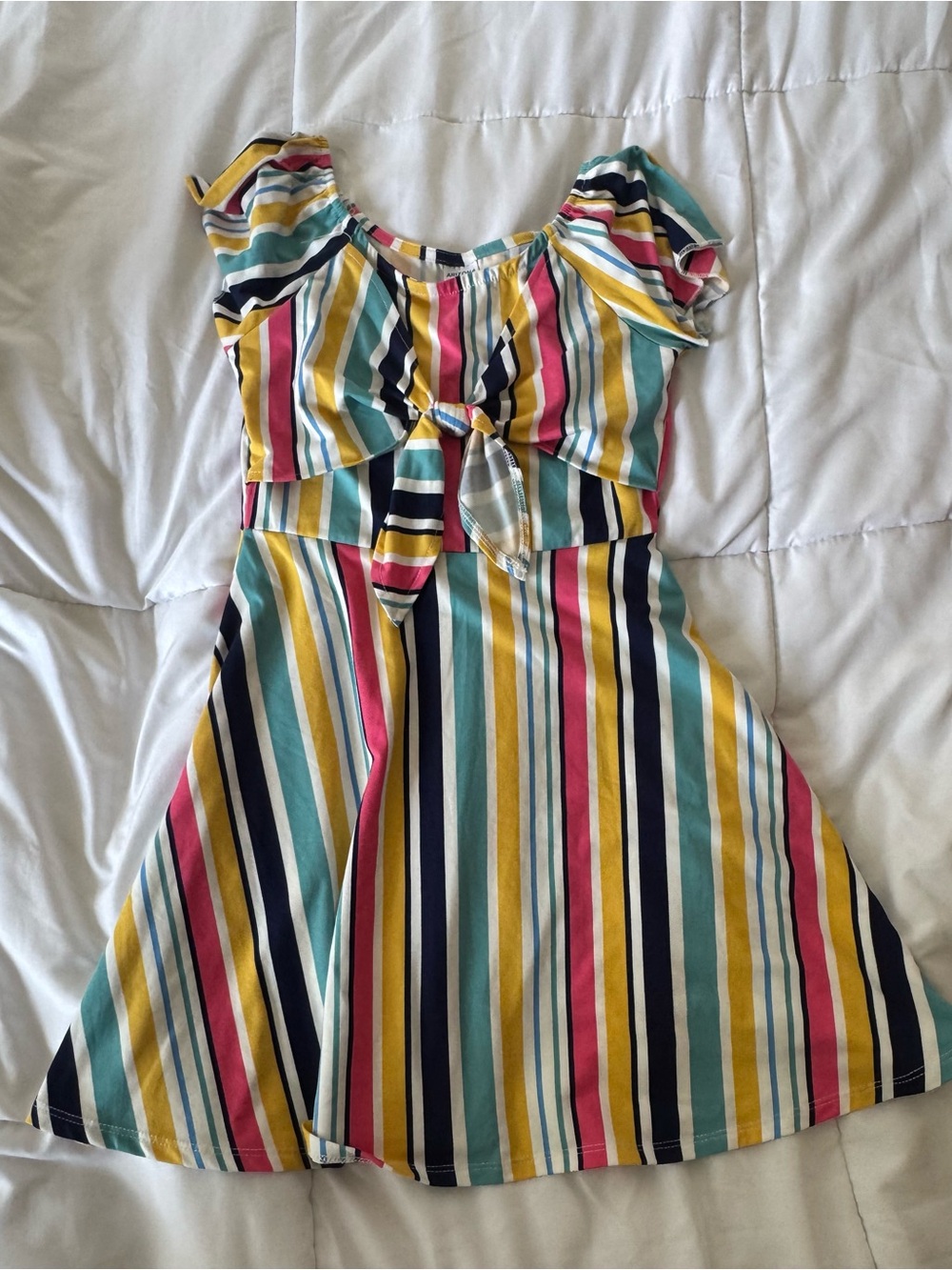 Girls Multicolor Stripe Tie-Front Dress sz s 7/8